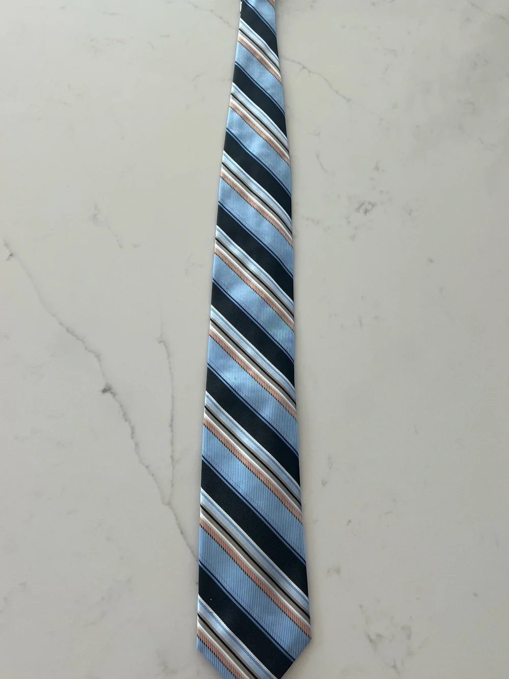 Classic Blue Striped Men's Tie - Light Blue & Navy